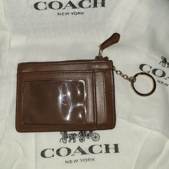 Coach Brown Monogram Skinny ID Holder With Zipper And Keychain - Picture 7 of 7